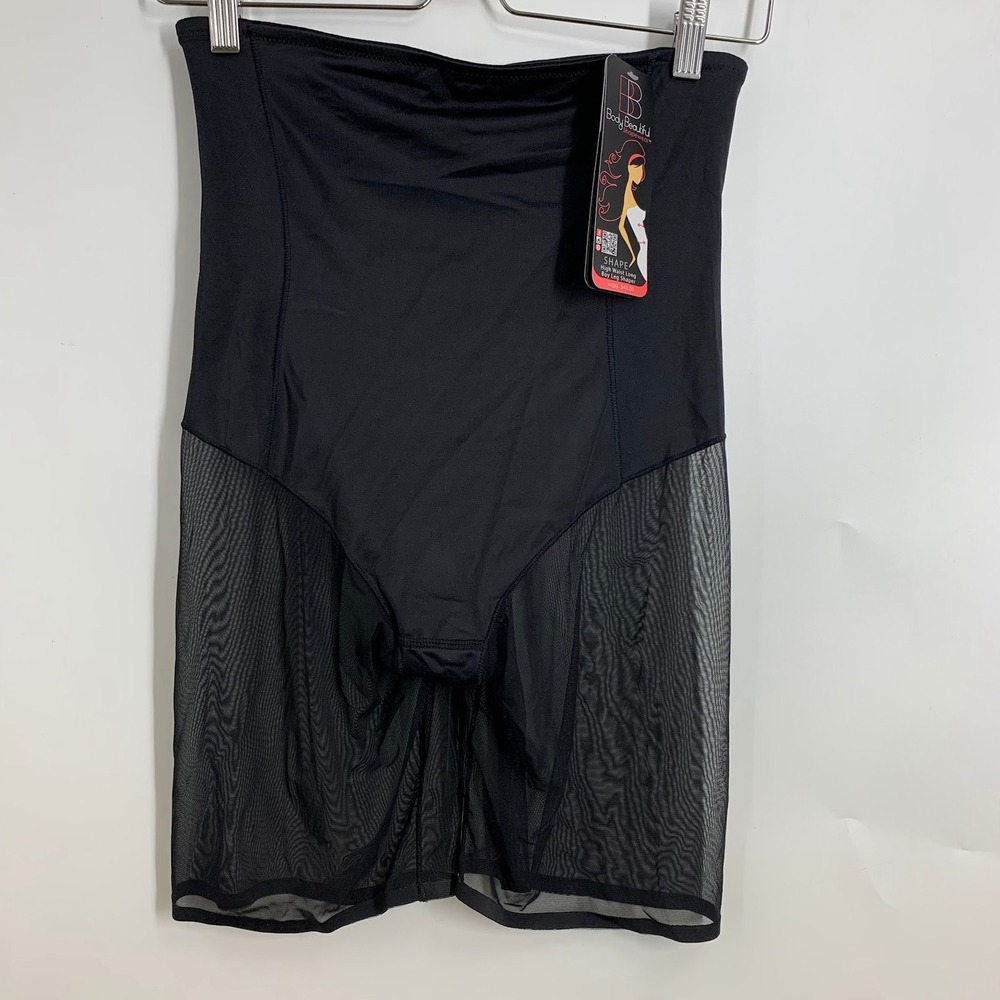 Body Beautiful Black High Waist Long Boy‎ Leg Shaper 1X Shapewear